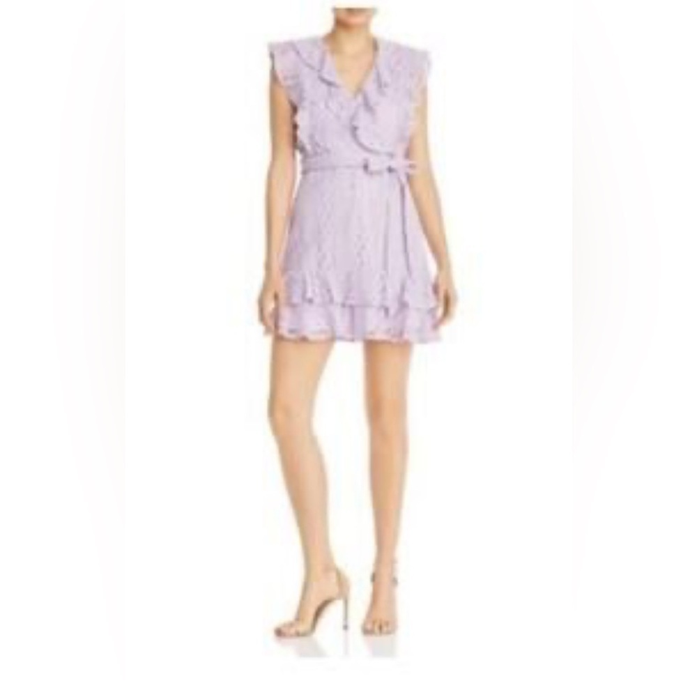 Aqua Lavender Lace Mini Dress with Liner - Medium